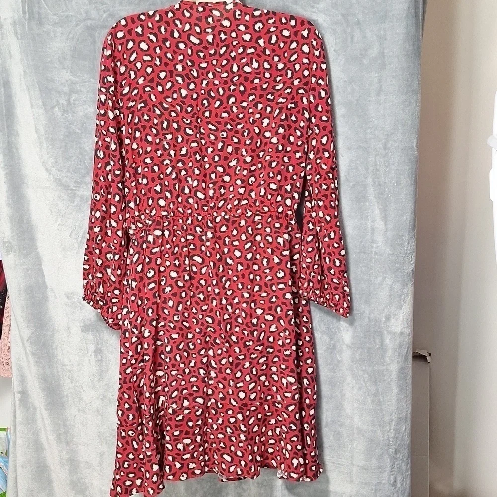 Old Navy Dress Midi Leopard Red
